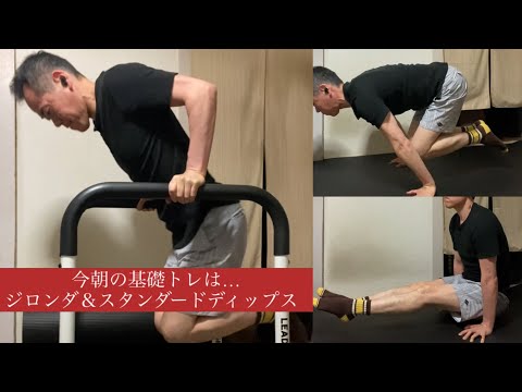 50代自重筋トレ-タックプランシェ、Lシット、ジロンダディップス、レッグレイズ