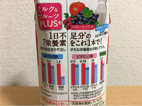 ミルク&フルーツPLUS+1日不足分のビタミン・ミネラル食物繊維ベリーミックス4
