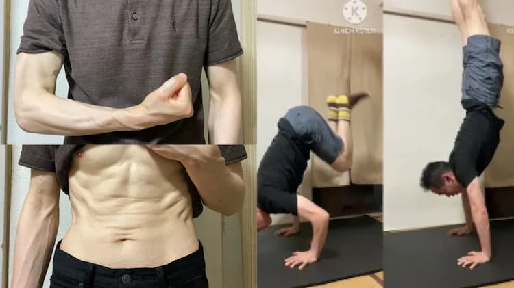 50代-逆立ち腕立て伏せ2回達成！？前腕の血管がヤバい件です！