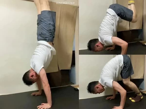 50代男 反動なしハンドスタンド練習-写真